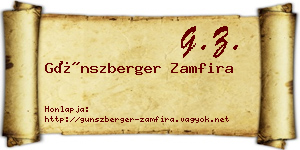 Günszberger Zamfira névjegykártya
